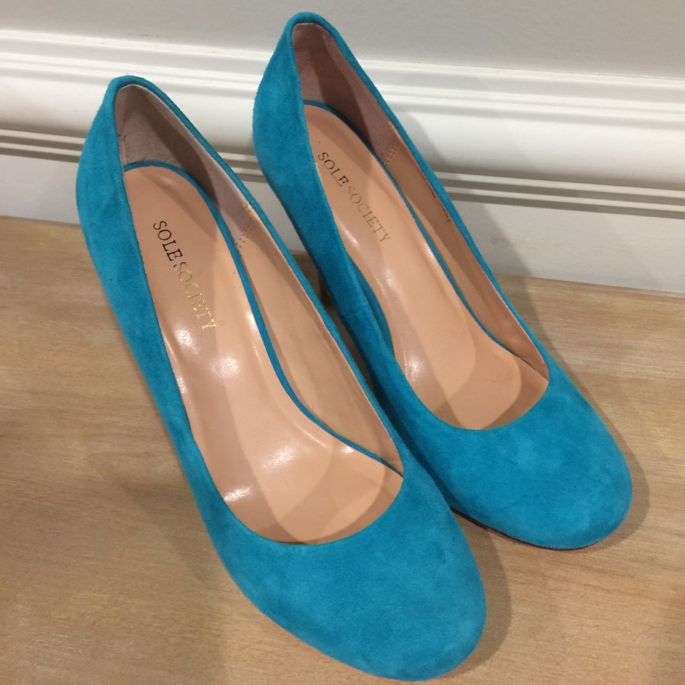 Sole Society Turquoise Blue Suede Pumps